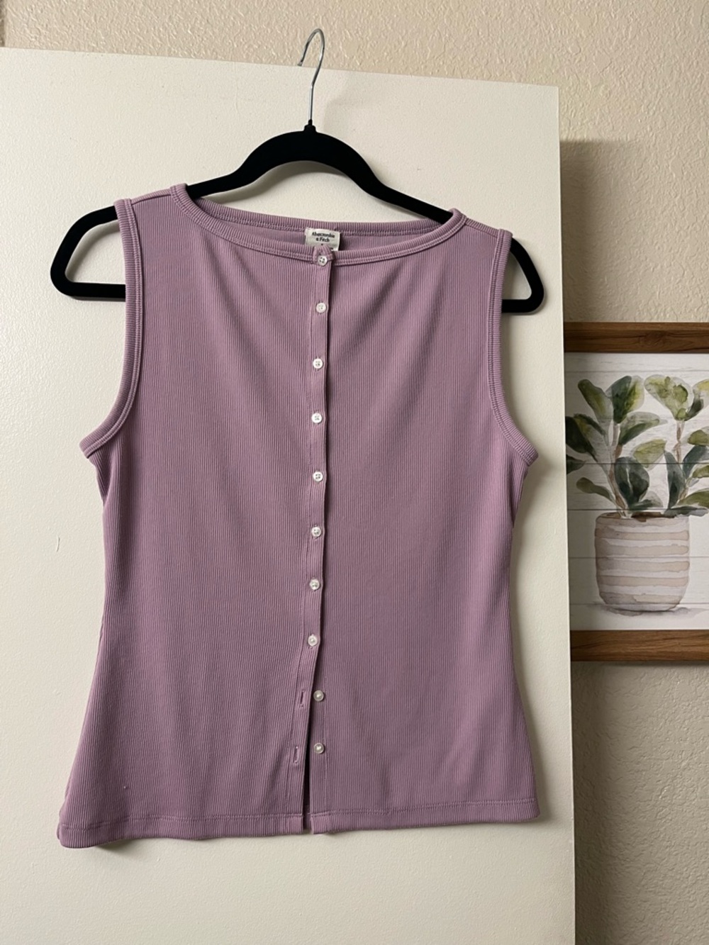 Abercrombie & Fitch Lavender Button-Back Ribbed Tank